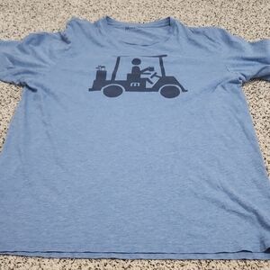 Blue Kids T-Shirt with Golf Cart Print